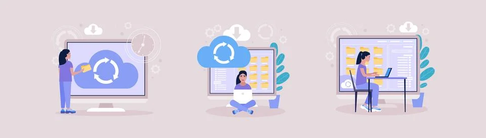Cloud data storage concept Stock Illustration