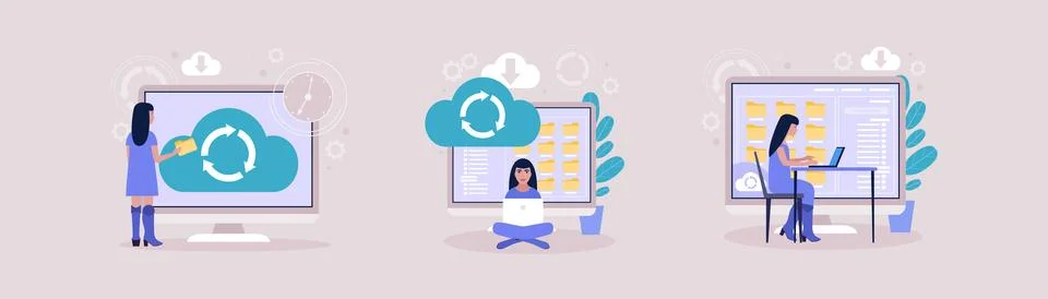 Cloud data storage concept イラスト素材