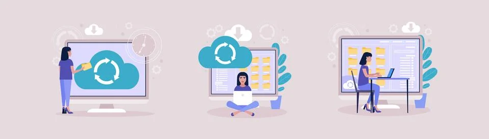 Cloud data storage concept イラスト素材