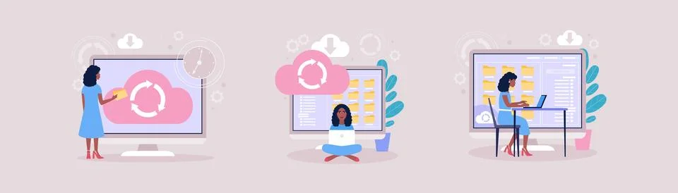 Cloud data storage concept イラスト素材
