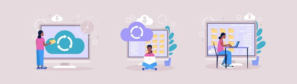 Cloud data storage concept イラスト素材