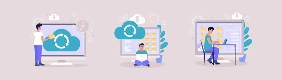Cloud data storage concept Stockillustratie