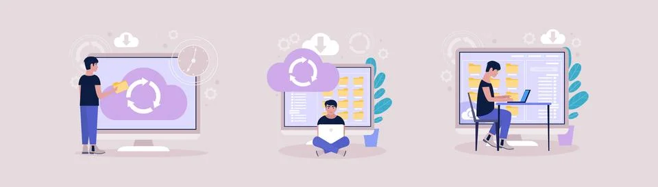 Cloud data storage concept イラスト素材