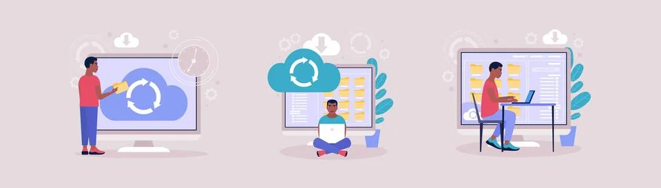 Cloud data storage concept イラスト素材