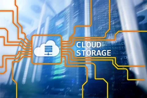 Cloud data storage concept on server room background. Foto stock