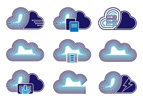 Cloud Data Storage Document Logo Design Concept Stock Illustration