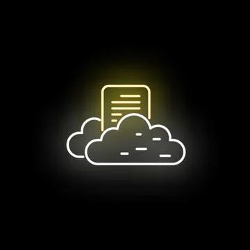 Cloud data storage document neon icon processing イラスト素材