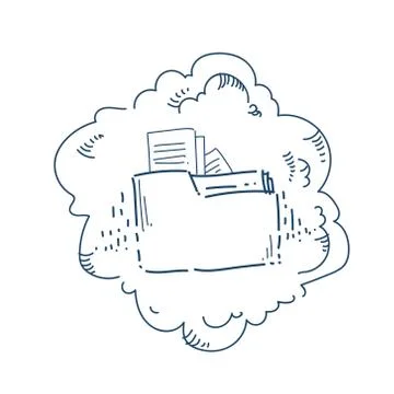 Cloud data storage folder file sharing service concept over white background Stock Illustration