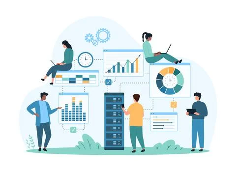 Cloud data storage, hosting and infrastructure of digital computing system by Stock Illustration