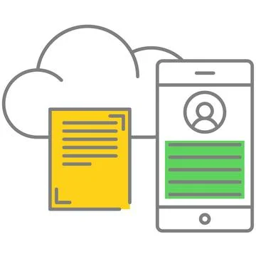 Cloud data storage icon and smartphone synchronization vector 스톡 일러스트
