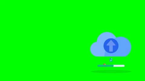 Cloud data storage icons with progress bars on green screen Stock Footage 347281438