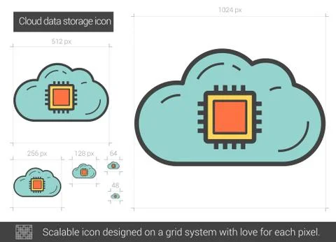 Cloud data storage line icon Illustrazione stock