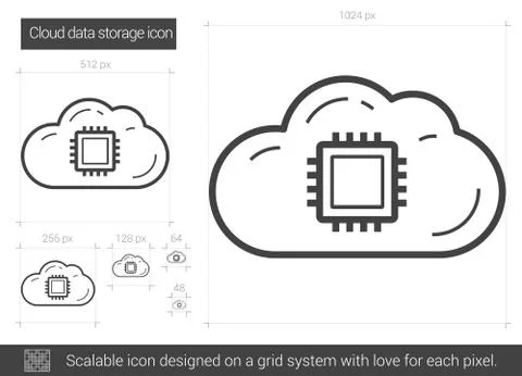 Cloud data storage line icon Illustrazione stock