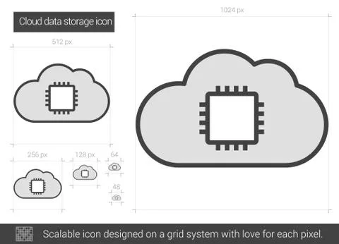 Cloud data storage line icon Illustrazione stock