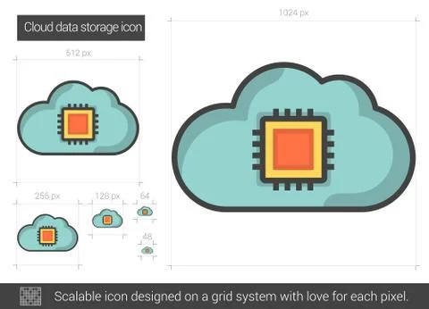 Cloud data storage line icon Illustrazione stock