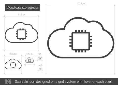 Cloud data storage line icon. Stock Illustration