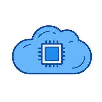 Cloud data storage line icon. Illustrazione stock