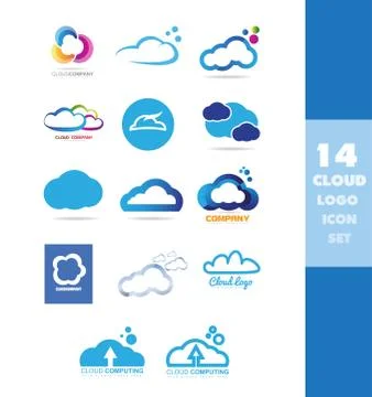 Cloud data storage logo icon set Stock Illustration