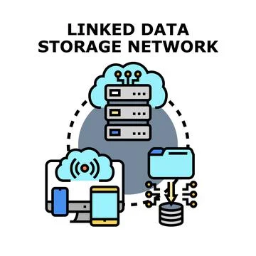 Cloud data storage network accessing digital information Stock Illustration