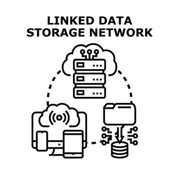 Cloud data storage network accessing digital information Stock Illustration