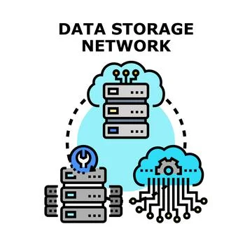 Cloud data storage network creating digital solutions Stock Illustration