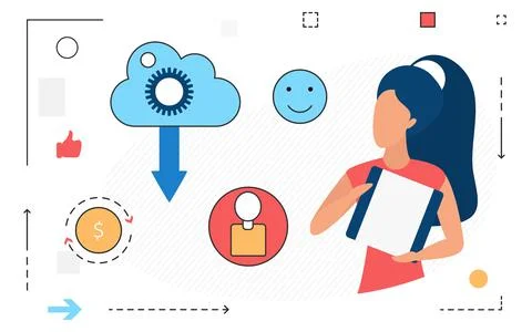 Cloud data storage, protection of personal information on Internet. Stock Illustration