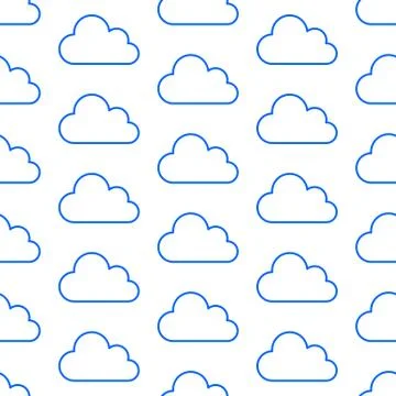 Cloud data storage seamless pattern with line icons. Database background Stock Illustration