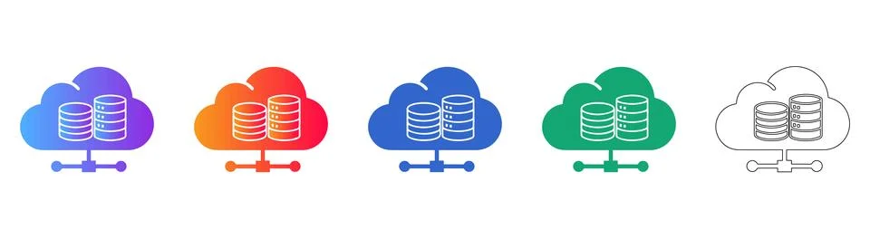 Cloud Data Storage Server Icons Stock Illustration