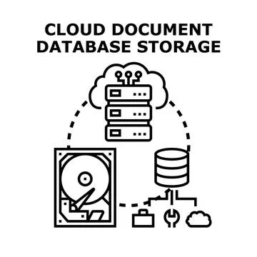 Cloud data storage system and document management concept Stock Illustration