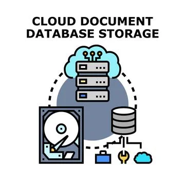 Cloud data storage system and document management concept 库存插图