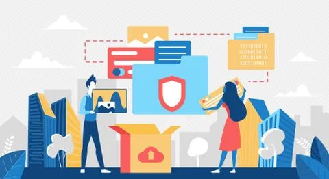 Cloud data storage technology concept, tech internet service Stock Illustration