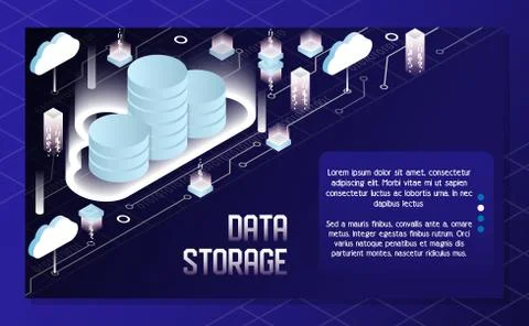Cloud data storage vector isometric illustration Stock Illustration