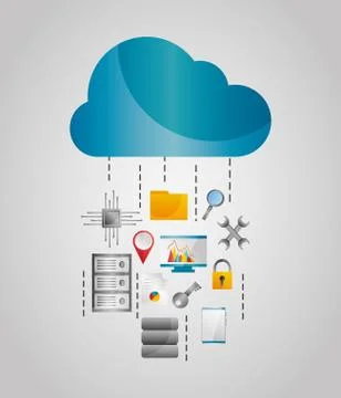 Cloud data streams storage file protection tools Illustrazione stock