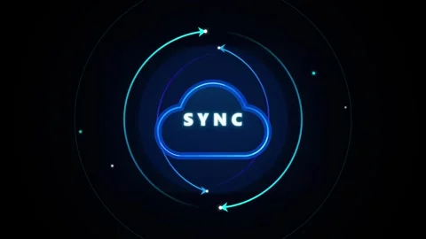 Cloud data sync animation with rotating loading arrows digital technology c.. Stock Footage 337558499