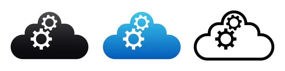 Cloud data sync, cloud update icon. Saas symbol Stock Illustration