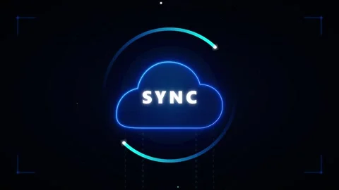 Cloud data sync digital interface animation with glowing neon loading progr.. Stock Footage 337558510