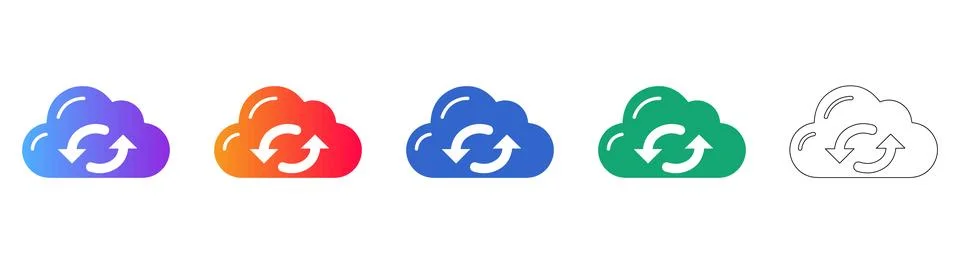 Cloud Data Sync Icons Set Stock Illustration