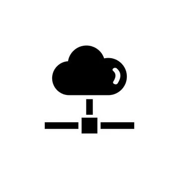 Cloud Data Sync, Shared Computing Solid Flat Vector Icon Isolated on White Ba Illustrazione stock