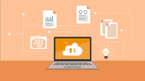 Cloud Data Synchronization and Business Workflow Animation Vidéo 337137571
