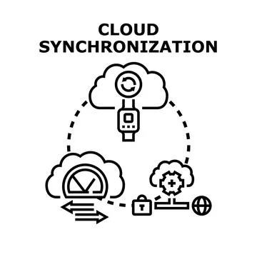 Cloud data synchronization and information sharing concept イラスト素材