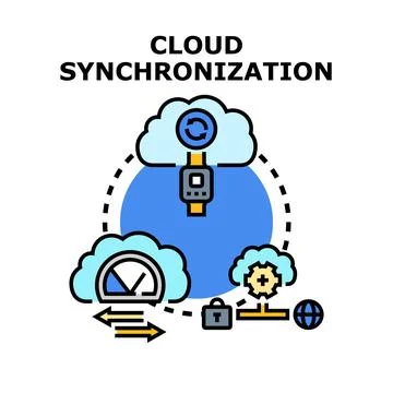 Cloud data synchronization and information sharing concept イラスト素材