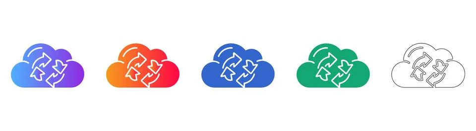 Cloud Data Synchronization and Refresh Icons Stock Illustration