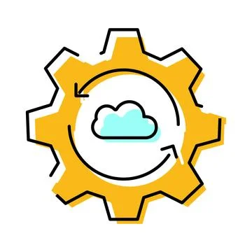 Cloud data synchronization automatic process gear icon Stockillustratie