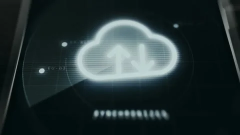 Cloud Data Synchronization - Dark Interface Detail Stock Footage 336407822