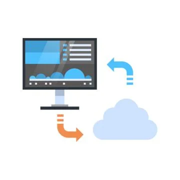 Cloud Data Synchronization Icon Computer Connection Database Access Synchronize Illustrazione stock