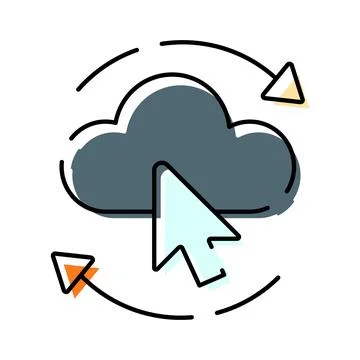 Cloud data synchronization with mouse cursor clicking 스톡 일러스트
