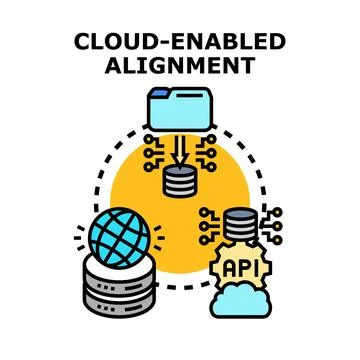 Cloud data synchronization process aligning global networks Stock Illustration