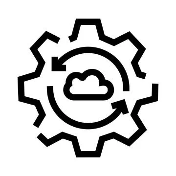 Cloud data synchronization process with automation gear icon Stock Illustration