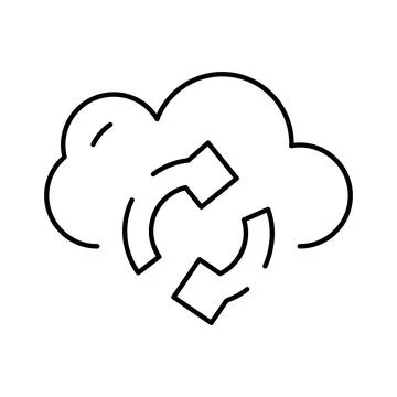 Cloud data synchronization process with refreshing arrows icon Stock Illustration