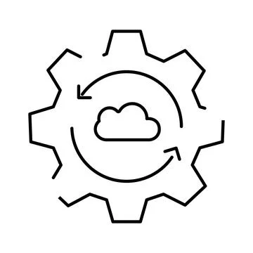Cloud data synchronization processing with gear icon イラスト素材
